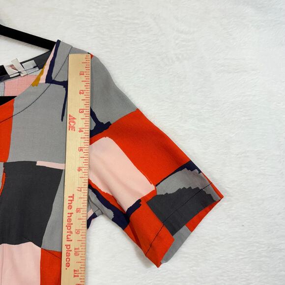 Numph S 36 Abstract Tencel Bodycon Midi Dress Colorblock Mod Artsy 60s Retro - Picture 11 of 13